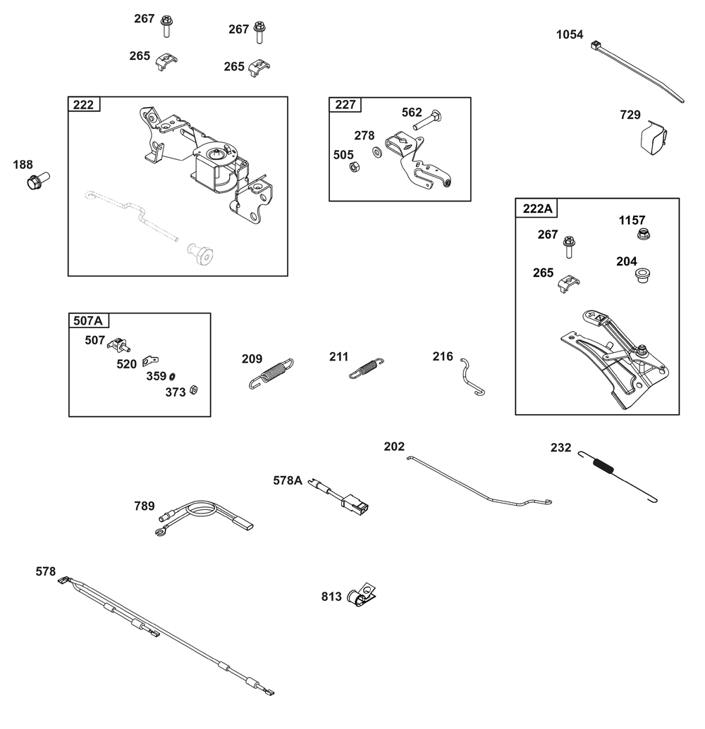 Controls Group Diagram and Parts List for 385447-3176-H7 200000 - 399999 Briggs and Stratton Engine